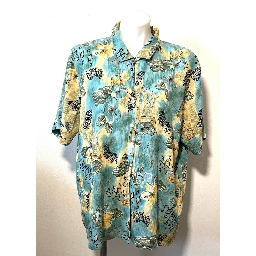 Koret Womans Floral Ribbed Vintage Button Up Blouse Sz XL